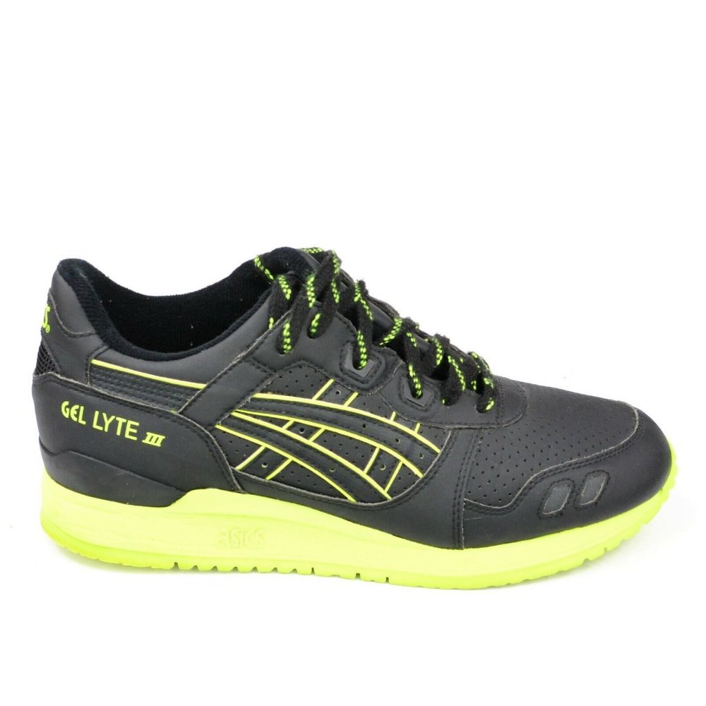 Asics Gel Lyte III Men's Size 8.5 black & Neon Volt Athletic Running Sneakers